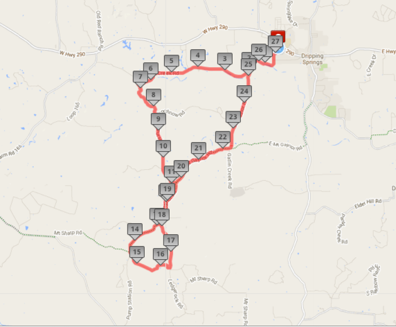 This map shows the 27-mile variation. Click the picture to go to the mapmyride page for this route, with the ability to zoom in and out.